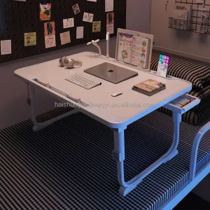 Five Speed Adjustable Bed Lifting Table Wooden Simple Folding Table Portable Office Folding Computer Table for Home