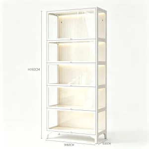 Five layer Steel Modern Living Room Display Cabinet Standalone White Storage Rack Multi functional Space saving Design