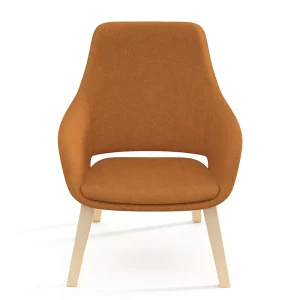 Fixed Solid Wooden Leg Ergonomic High Back Hollow Large Design Vip Reception Room Rest Area Lounge Chair for Office