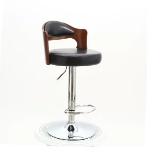 FlameGlow Modern Foldable Stainless Steel Frame Black PU Leather High Chair Stool Bar Table Kitchen Hotel Dining Outdoor Living