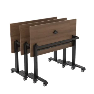 Flex-Space Modern Mobile Stainless Steel Flip and Nest Tables Team Training Table