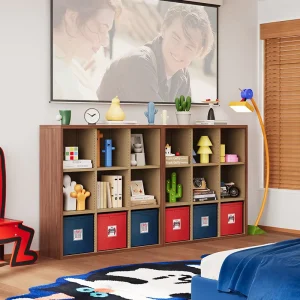 Flexible Steel TV Cabinet with Wood Grain Modular Design for Living Room