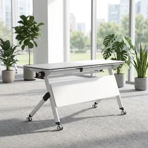 Flip Top Training Table Mobile Meeting Table Folding Table Folding School Table with Wheels Multi-purpose Hall Table