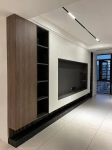 Floating TV Cabinet with Open Shelves Walnut White Custom Size OEM Factory Direct