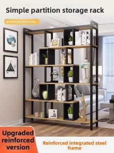 Floor Bookshelf Living Room Display Cabinet Multi tiered Office Divider Minimalist Bookcase Bamboo Solid Wood