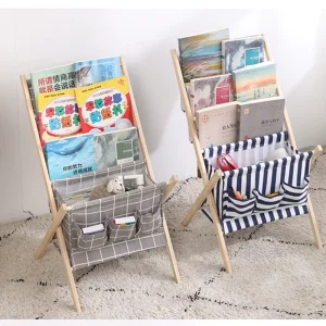 Floor Magazine Stand Display Rack Newspaper Rack Tiered Design Black Wood Book Rack