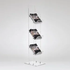 Floor Standing Acrylic Magazine Holder s Trade Show Display Rack Acrylic Brochure Catalogue Newspaper Display Stand