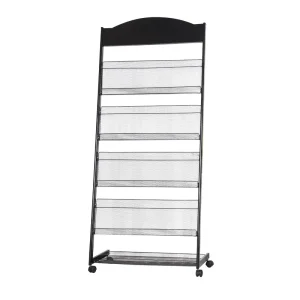 Floor Standing Magazine Rack Iron Wheeled Newspaper Rack Suitable for the Display Racks of Brochures or Documents