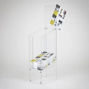 Floor Standing PMMA Newspaper Display Rack Custom Clear Acrylic Magazine Display Stand