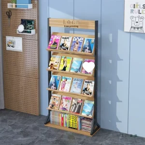 Floor standing Promotional Folding Display Rack with 5 Shelves for Books Newspapers Magazines Universal Style