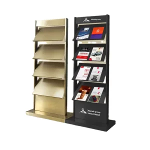 Floor standing Vertical Multi Layer Stainless Steel Document Rack Display Stand for Brochures Flyers Newspapers