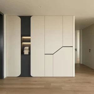 Floor to Ceiling Ventilated Custom Shoe Cabinet With Lock Drawers for Villa Large Entrance Hall Storage Space