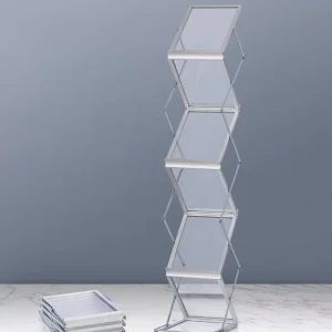 Foldable Aluminium A4 Size Magazine Display Stands Magazine Rack