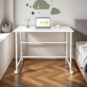 Foldable Desk Small Ground Unit Bedside Multifunctional Simple Density Board and Iron StandComputer Office Table