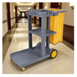 Foldable Grey Hotel Room Janitor Cart Set Multipurpose Cleaning Trolley Utility Cars with Oxford Cover for Kitchen Use