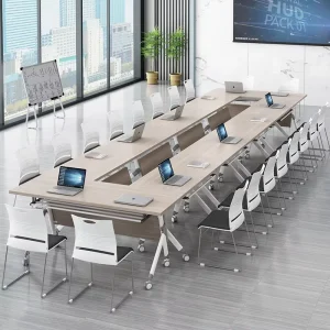Foldable MDF Rectangular Conference Training Table and Chair Combination for Commercial Use in Hotels and Educational Facilities