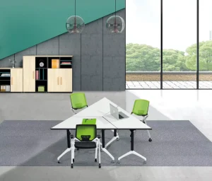 Foldable Mobile Training Table Trapezoidal Conference Table for Office & School