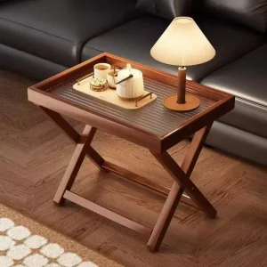 Foldable Modern Eco Friendly Durable Bamboo Coffee Table with MDF Top and Storage for Bedroom and Living Room Furniture
