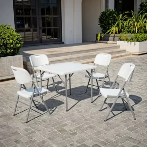 Foldable Modern Plastic Camping Coffee Table Stackable Lightweight 88CM Small Size for Hospital Hotel Use