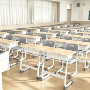 Foldable Portable Exhibition Table Particle Board Computer Desk PVC Edge Metal Frame Training Student Writing Desk