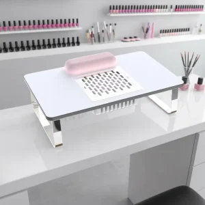 Foldable Portable Manicure Table with Built-in Nail Dust Collector Mini Mobile Nail Art Workstation with Wrist Cushion