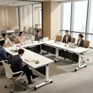 Foldable Training Desk Conference Table Comfortable Mobile Table Spliceable Training Desk