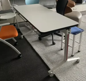 Foldable Training Table Commercial Classroom Staff Learning Foldable Desk Durable Folding Conference Table Metal Table Frame