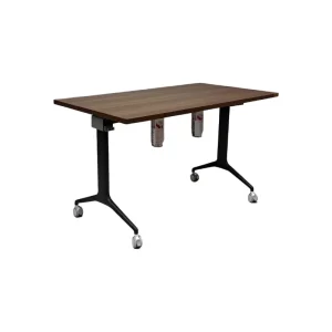 Foldable Training Table With Silent Lockable Wheels Black Metal Frame Office Conference School Desk
