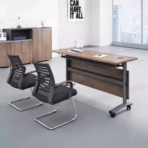 Foldable Training Table Wooden Conference Desk Portable Seminar Workstation For Office Classroom Meeting Room