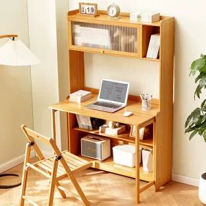 Foldable Wood Student Desk and Chair Set Multi functional Study Desk for Home or School Use Modern Minimalist Design