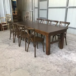 Foldable Wooden 6ft Round Wedding Chairs and Tables Set for Restaurant Coffee Bar Dining Events Commercial Use