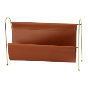 Foldable and Disassemblable Leather Magazine Rack Floor standing Leather Magazine Rack