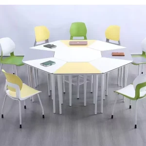 Folding Adjustable Height Conference Training Table Combination Can Move Double Training Desk and Chairs Used for Schools