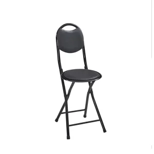 Folding Chair Stackable Chairs Foldable Metal Frame Leather Cushion