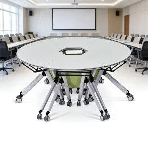 Folding Conference Table Flip Top Round Meeting Tables School Foldable Training Table With Castor