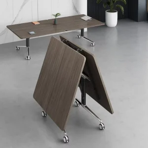 Folding Conference Table Rounded Corners Bamboo Modern Minimalist Multi functional Splicing Telescopic Office Desk Table