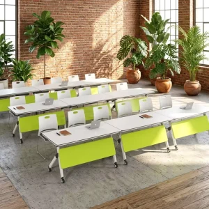 Folding Conference Tables with Wheels Conference Room Table and Chairs Office Conference Table Foldable for Training Center