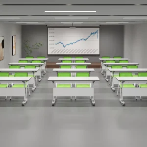 Folding Conference Tables with Wheels Modern White Office Conference Table Suitable for Educational Institutions and Businesses