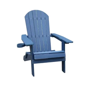 Folding HDPE Adirondack Chair With Cup Holder Outdoor Single Leisure Chair for Patio Garden Balcony