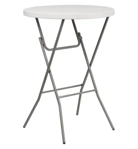 Folding High Bar Tables 23.6in Round White Plastic Bar Height Folding Cocktail Table for Parties Patio Wedding Dining Room