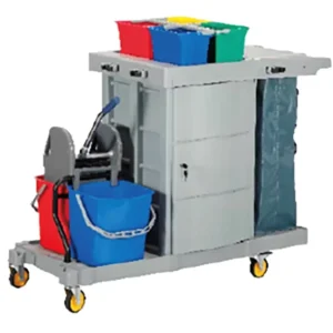 Folding Hotel Cleaning Janitorial Trolley Housekeeping Maid Janitor Cart