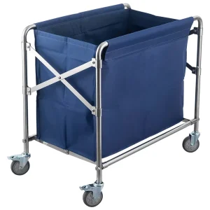 Folding Linen Trolley Hotel Housekeeping Maid Cart Heavy Duty Commercial Laundry Trolley with Silent Universal Wheels