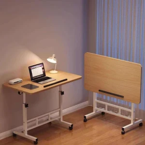 Folding Mobile Height Adjustable Desk with Rollers Study Desk Computer Desk for Students Home Use Minimalist Bedroom