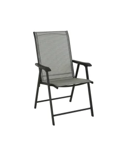 Folding Outdoor Patio Chair Metal Frame Fabric Portable Garden Beach Balcony Leisure Recliner Arm Chair