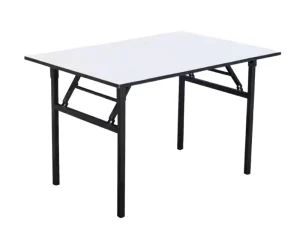 Folding Rectangular Banquet Table with Metal Frame PVC Plywood Top Durable Outdoor Dining Furniture for Hotels & Farmhouses