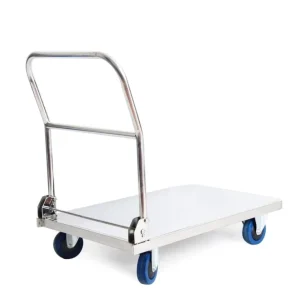 Folding Stainless Steel Tube Transport Platform Trolley for Hotel and Restaurant Supplies