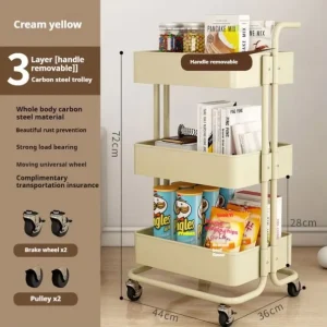 Folding Steel Multifunctional Salon Nail Rotating Utility 2 3 4 Tier Collapsible Hand Trolley Cart Organizer with Four Wheels