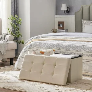 Folding Storage Ottoman Bench Storage Chest Foot Rest Stool