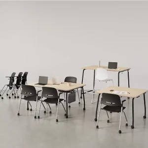 Folding Training Table Flip Top Stackable with Wheels Heavy Duty Frame Office Desk for Conference Room Meeting Use