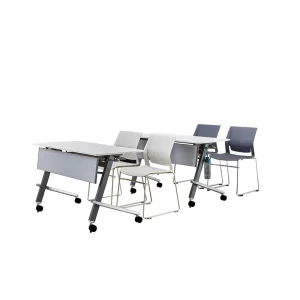 Folding Training Table and Chair Combination for Meeting Room Multi-functional Mobile Long Desk Reading Room